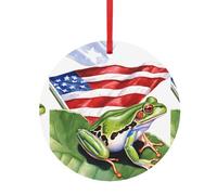 Christmas Tree Ornaments, Puerto Rico Flag Frog Palm Trees Xmas Decorative Hanging Ornaments, Christmas Decor Indoor Home Holiday Party Gifts