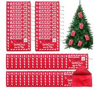 Christmas Tree Ornaments Set 50Pcs Cloth Fabric Envelopes to Santa with Golden Rope Hanging Cute Embroidered Decorations for Notes Candies Gifts, 3.2x4.9 InchGreeting Card Envelopes