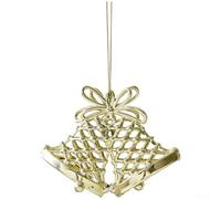 Christmas Tree Ornaments Set, Golden Hanging Decorations Snowflake Bells Stars, Feathers Electroplating Christmas Decor(A)