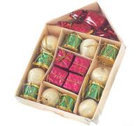 Christmas Tree Ornaments Set Hanging Balls Modern Minimalist Decorations Plastic Red Gold White Semi-Handmade Home Party Holiday Decor Lightweight Easy Setup 16.5x11.5cm(E)