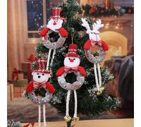 Christmas Tree Ornaments Set of 4, Hanging Decorations with Santa Claus, Snowman, Reindeer, Bear for Xmas Tree Home Festival Party Decoration
