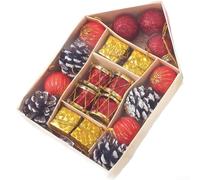 Christmas Tree Ornaments Set Plastic Hanging Balls Decorations for Holiday Party with Lightweight and Modern Minimalist Style (D)