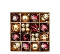 Christmas Tree Ornaments Set with 42 Shatterproof Plastic Balls for Holiday Decoration at Home or Work (Red gold wine)