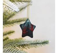 Christmas Tree Ornaments Star Ceramic Ornament Funny Porcelain Hanging Pendant Crafts Bloody Handprints Holidays Ornaments Ceramic Keepsake Gifts for Christmas Tree Decorations