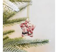 Christmas Tree Ornaments Star Ceramic Ornament Funny Porcelain Hanging Pendant Crafts Japanese Floral Cherry Blossom Holidays Ornaments Ceramic Keepsake Gifts for Christmas Tree Decorations