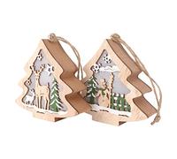 Christmas Tree Ornaments WoodenTree Shaped Glowing Snowman Reindeer Hanging DecorNight Light Holiday Party Winter Wonder