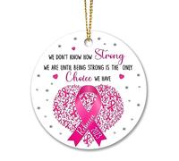 Christmas Tree Ornaments Xmas Tree Hanging Ceramic Christmas Decorations Baubles Personalized Breast Cancer Survivor Gift, We Don'T Know How Strong, Pink Ribbon, Customized Name Motivational Gift