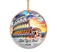 Christmas Tree Ornaments Xmas Tree Hanging Ceramic Christmas Decorations Baubles Personalized Italy Colosseum Rome Suncatcher 2023, City Travel Souvenir Collection Gifts For Family Friends, Rome