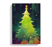Christmas Tree Paint Splatter Canvas Wall Art Print 30x20 Inch