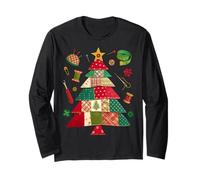 Christmas Tree Patchwork Quilter Quilting Sewing Lover Women Long Sleeve T-Shirt
