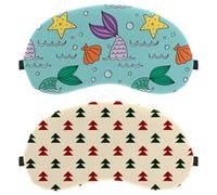 Christmas Tree Pattern Red and Green 2-Pack Light-Blocking Soft Breathable Sleep Mask Eye Masks Sleeping Mask
