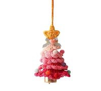 Christmas Tree Pendant Car Decorations, Knitted Christmas Tree Ornaments in Light Rainbow Colors, Creative Hanging Crochet Mini Ornaments for Interior Rearview Mirror Key Chains (Pink)