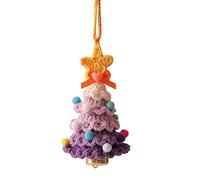 Christmas Tree Pendant Car Decorations, Knitted Christmas Tree Ornaments in Light Rainbow Colors, Creative Hanging Crochet Mini Ornaments for Interior Rearview Mirror Key Chains (Dark Purple)