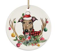 Christmas Tree Pendant Cute Greyhound Dog Ceramic Christmas Ornaments Ceramics Ornaments With Lanyard For Holiday Indoor Party