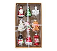 Christmas Tree Pendant Decor - Glass Snowman Pendants Set, 9 Pieces Hangable Figurines Collection, Seasonal Holiday Embellishment Feature, Decorative Accent for Balcony, Door, Wall, Windowsill, Farm