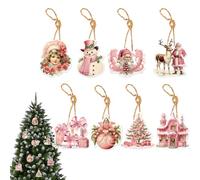 Christmas Tree Pendant Decorations, Cute Christmas Pendants - Christmas Pendants Pack of 8 Santa Tree Decorations, Cute Vintage Christmas Decorations, Snowman, Christmas Accessories for Door