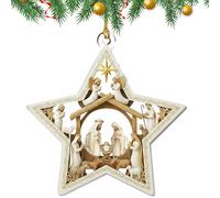 Christmas Tree Pendant Made of Acrylic, Birth of Jesus, Two-Dimensional, Flat Hanging, Acrylic Nativity Pendant for Living Room, Bedroom, Mantle, Windowsill, Restaurant, Party