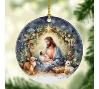 Christmas Tree Pendant Nativity Jesus Was Born Birth Of Christ Faith Ceramic Christmas Ornaments Xmas Tree Ornament Hanging With Lanyard For Home Decor Family