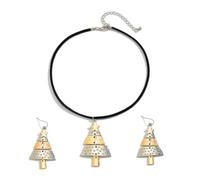 Christmas Tree Pendant Necklace Earrings for Women Festive Holiday Dangle Earrings Xmas Tree Drop Earrings for Christmas Jewelry, Zinc, No Gemstone