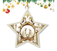 Christmas Tree Pendant with Nativity Scene, 2D Hanging for Winter Parties | Acrylic Nativity Scene Pendant for Christmas - Bedroom Balcony Garden Wall Shelf Living Room Approx