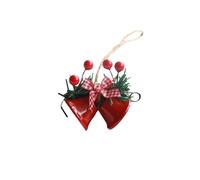 Christmas Tree Pendantds 2PCS Christmas Decoration Double Horn Bell Window Tree Pendant Handmade DIY Accessories Metal for Wreath(B)