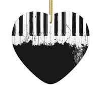 Christmas Tree Piano Print Heart Shaped Ceramic Ornaments,Holiday Creative Home Decoration