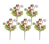 Christmas Tree Picks for the Tree | Pack of 5 Glittering Candy Canes Decorative Stakes - Christmas Branches | For Wreaths Garlands Table Decoration Mantle Vases Arrangements Stair Railing Front
