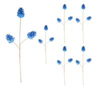 Shatchi 58Cm Glitter Pine Cone Christmas Picks - Dark Blue, Pack Of 6