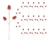 Shatchi 58Cm Glitter Pine Cone Christmas Picks - Rose Gold, Pack Of 18