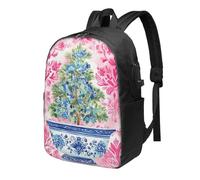 Christmas Tree Pink Laptop Backpack Xmas Travel Backpack 17inch Water Resistant Carry on Rucksack with USB Charging Port College Bookbag School Work Bag for Women Men