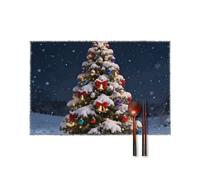 Christmas Tree Placemats Durable Practical Table Mats Canvas Paper Material Washable Heat Resistant Insulation Place Mats for Kitchen Dining Table Home Party Cafe Restaurant Decor