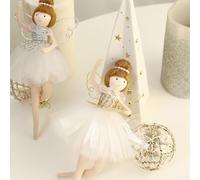 Christmas tree plush angel doll pendant featuring ballet girl design crafted to bring joy, whimsy, and a sense of For Good luck during holidays (silver)
