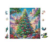 Christmas Tree Poinsettia 100 Piece Pack Classic Jigsaw Puzzle Couple Puzzle Partners Ultra Difficult Wall Decor Easter New Year Cardboard 28x28cm