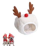 Christmas Tree Pom Pom Hat for Dogs, Cat Adorable Christmas Tree Matching Costume, Pets Dog Santa Hats Reindeer Bib Set, Small Medium Pets Party Collection Outfit Decorations (White, S)