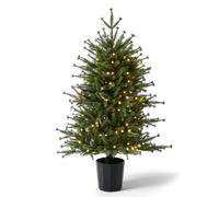 Christmas Tree Pre-Lit Artificial Mini Tabletop Black Pot Base for Home Office Green 1PCS