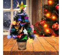 Pre Lit Christmas Tree Fiber Optic Pine LED Bauble Star Xmas Home Decoration 2FT