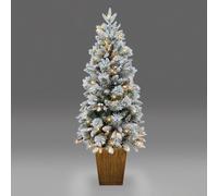 Potted Snow Flocked Christmas Tree with 100 White LEDs SHATCHI Green, 150cm