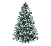 4ft/1.2m Pre-Lit Artificial Christmas Tree Lapland Fir - 140 LED Cool White Lights, Snow Flocked 332 PE/PVC Tips, Snowy Bushy Hinged Branches, Metal Stand for Xmas Home Decorations