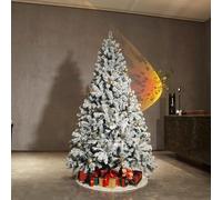 Christmas Tree Premium Artificial Fir with White Heavy Snowflakes Lightweight and Easy to Assemble with Metal Stand(5FT/150CM)
