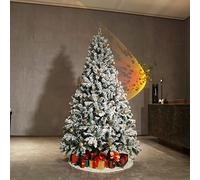 Christmas Tree Premium Artificial Fir with White Heavy Snowflakes Lightweight and Easy to Assemble with Metal Stand(7FT/210CM)
