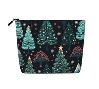 Christmas Tree Print Fake Hemp Makeup Bag – Travel Toiletry Pouch for Women, Daily Storage, Business Trips, and More