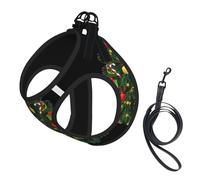 Christmas Tree Print Harness Leash Set For Cats And Dogs, Reflective Adjustable, Soft Breathable Mesh Vest With Escape-Proof Lead, For Small Pets And Kitten Puppies