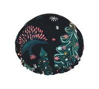 Christmas Tree Print Shower Cap, Shower Cap for Women Reusable, Waterproof Bath Cap,Quick Drying Bath Hair Cap
