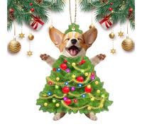 Christmas Tree Puppy Pendant - 2D Flat Winter Holiday Display - Acrylic Dog-Themed Pendant for Christmas Tree,for Windowsill Door Mantel Living Room Bedroom Garden Party