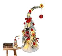 Christmas Tree | Realistic Decoration Curved Table 35 cm in Miniature - Festive Decorations for Indoor Use with LED Lighting, Indoor Decoration