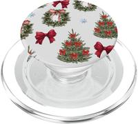 Christmas Tree & Red Bows Festive Holiday Winter Pattern PopSockets PopGrip for MagSafe