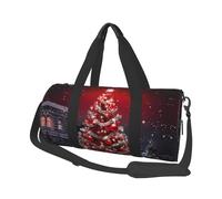Christmas Tree Red Duffle Bag With Shoes Compartment And Adjustable Strap,Foldable Travel Duffel Bags For Men Women,Waterproof Duffel Bags, Black, One Size