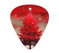 Christmas Tree Red Printed Custom 12 Pieces Guitar Pick In A Box,The Pick Makes Sound Clear, Ukulele, Electric Bass (0.46 0.71 0.96mm)