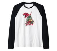 Christmas Tree Rex Attack Costume for Dinosaur Lovers Raglan Baseball Tee