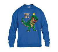 Christmas Tree Rex Mens Sweatshirt Xmas Boys Pullover Party Jumper Funny Santa Novelty Unisex Gift Girls Kids Sweat Top Printed Design Royal Blue - Youth X-Small (Age 3-4)